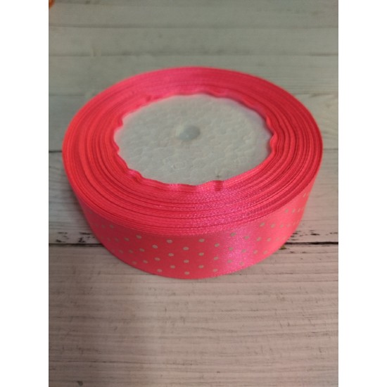 Лента атласная в горох 2,5 см, цена за 1 м